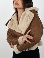 Velvet X Fur Jacket - Brown