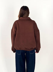 Zip-Up Sweater - Brown