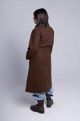 Wool Belted Coat - Brown