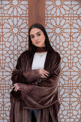 Velvet X Lace Kaftan - Brown