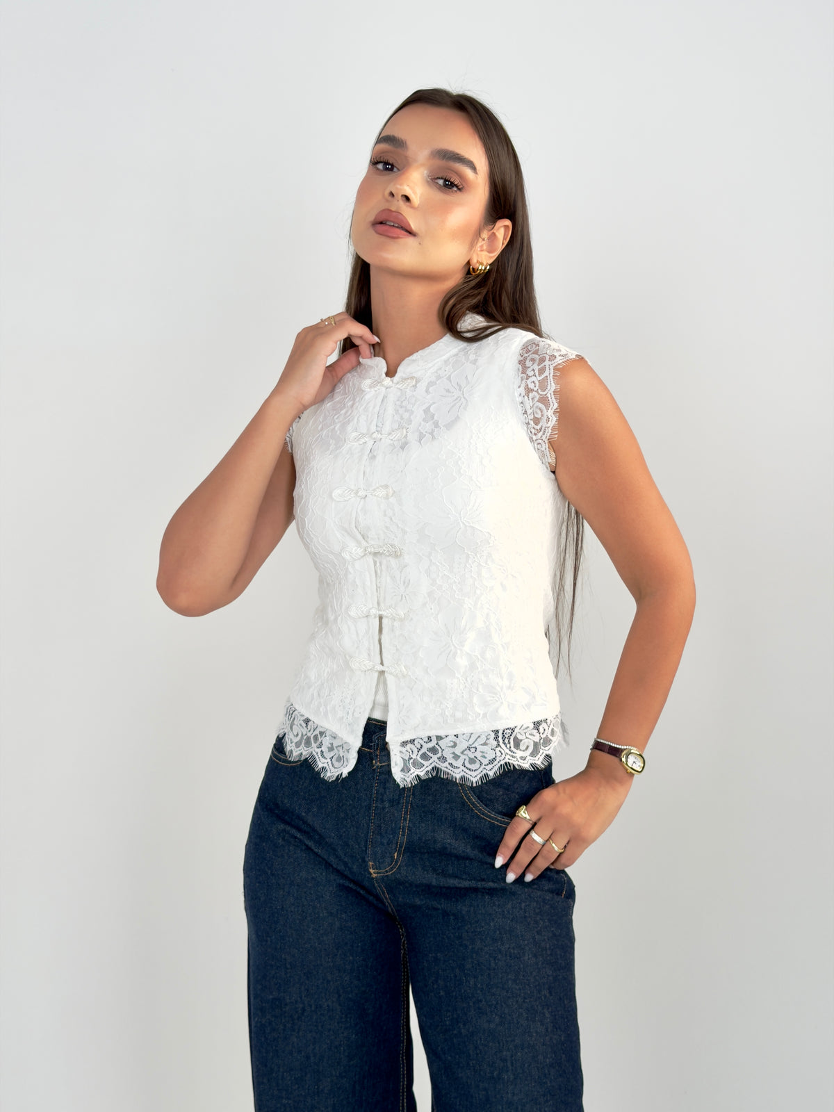 Japanese Lace Vest - White