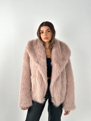 Cropped Fur Coat - Pink