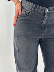 Ripped Grey Washed Denim