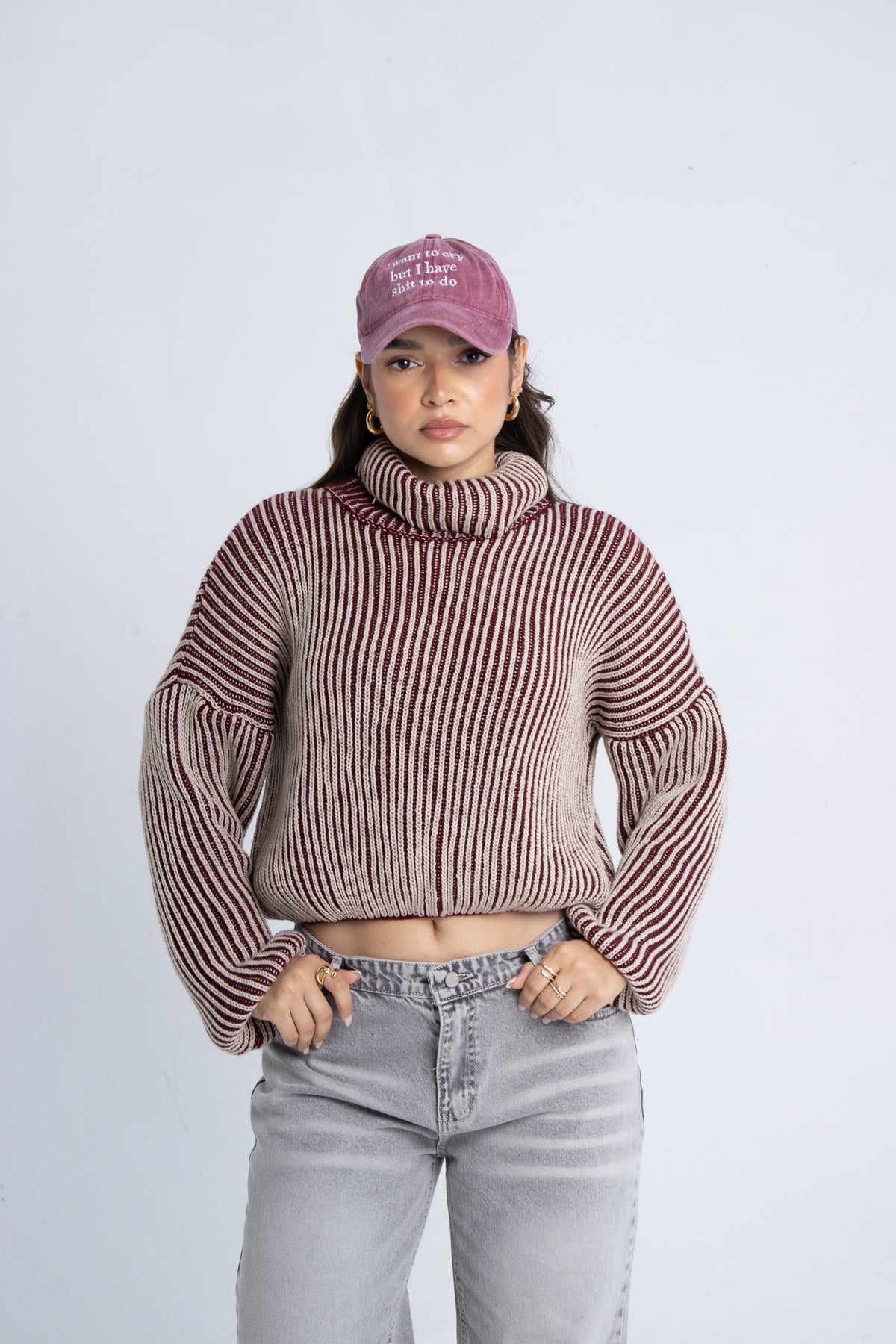 Turtle Neck Sweater - Burgundy
