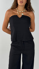 V-Strapless Set - Black