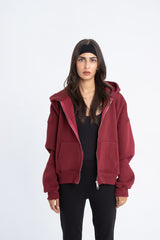 Double Zipper Jacket - Burgundy