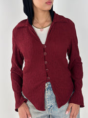 V-Crushed Shirt - Burgundy