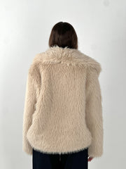 Cropped Fur Coat - Beige