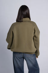 Zip-Up - Sweater - Olive