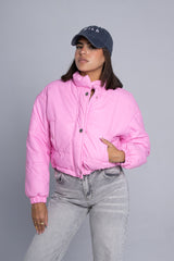 Statement Cropped Puffer Jacket - Pink