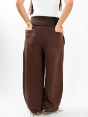 Reversed Waist Sweats - Brown