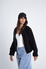 Wool Bomber Jacket - Black