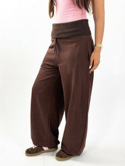 Reversed Waist Sweats - Brown