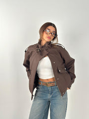 Leather Pockets Jacket - Brown