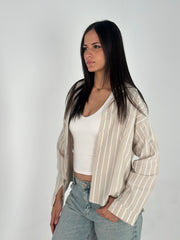 Thick Lined Shirt - Beige