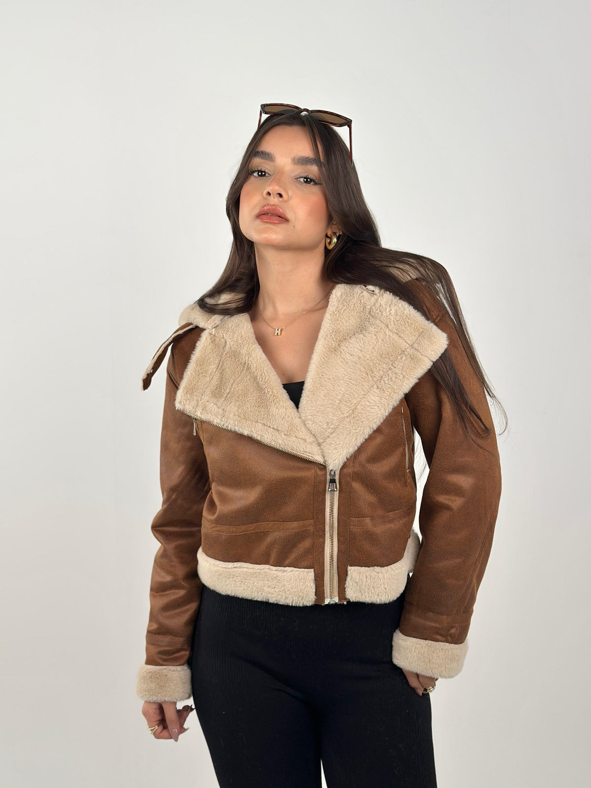 Velvet X Fur Jacket - Brown