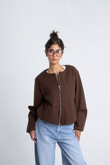 Wool Bomber Jacket - Brown