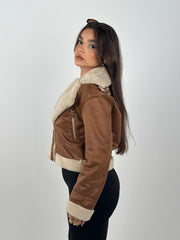 Velvet X Fur Jacket - Brown