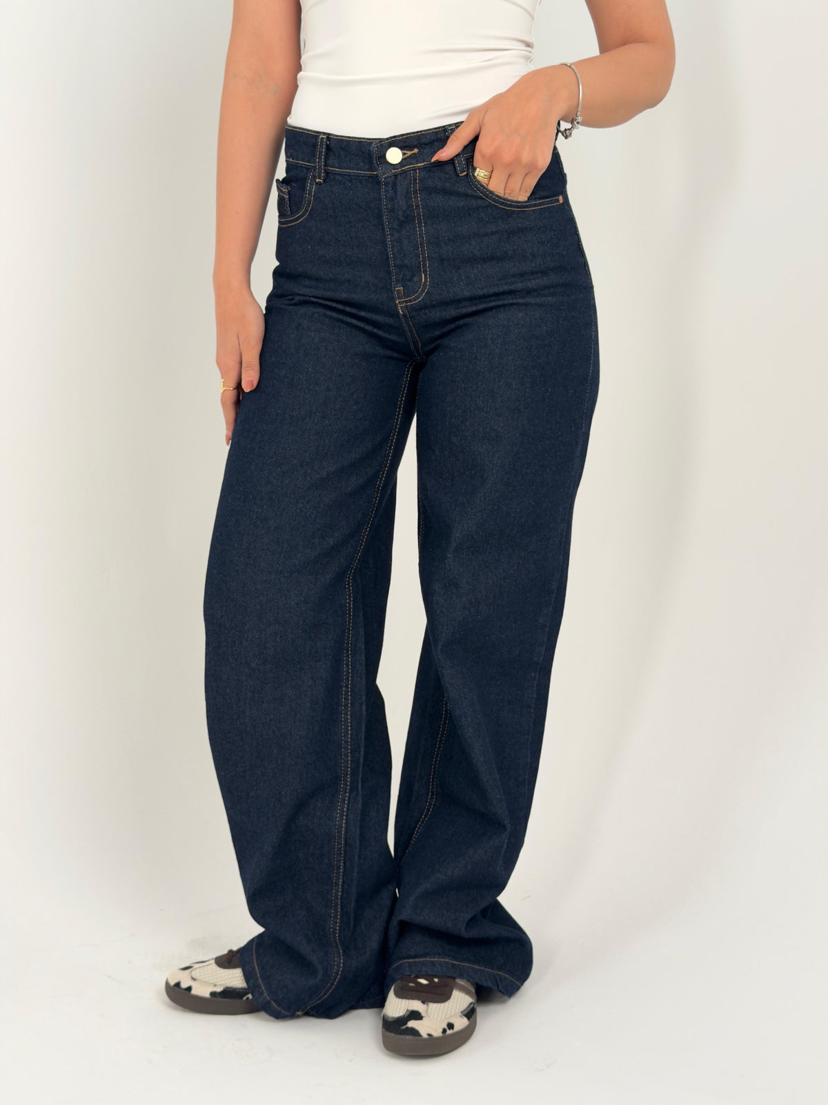 Navy Wide-Leg Denim