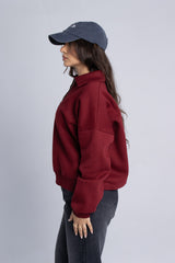 Zip-Up Sweater - Burgundy