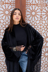 Velvet X Lace Kaftan - Black