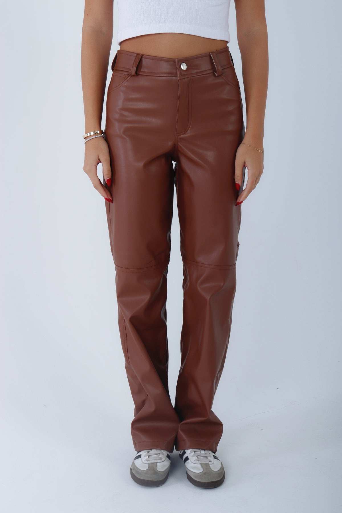 Straight Leather Trousers