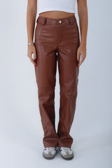 Straight Leather Trousers