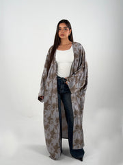 Shimmery Butterflies Kaftan - Beige