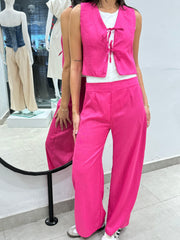 Ribbon Vest Linen Set