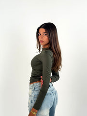 Long Sleeves Basic Top - Olive