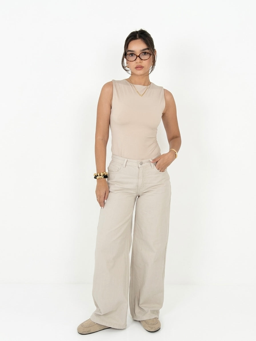 Straight Fit Bottoms - Beige