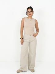 Straight Fit Bottoms - Beige