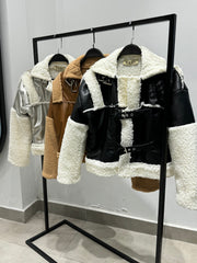Fur Sleeves Leather Jacket