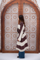 Mesh X Linen Cardigan - Brown