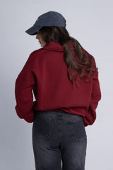 Zip-Up Sweater - Burgundy