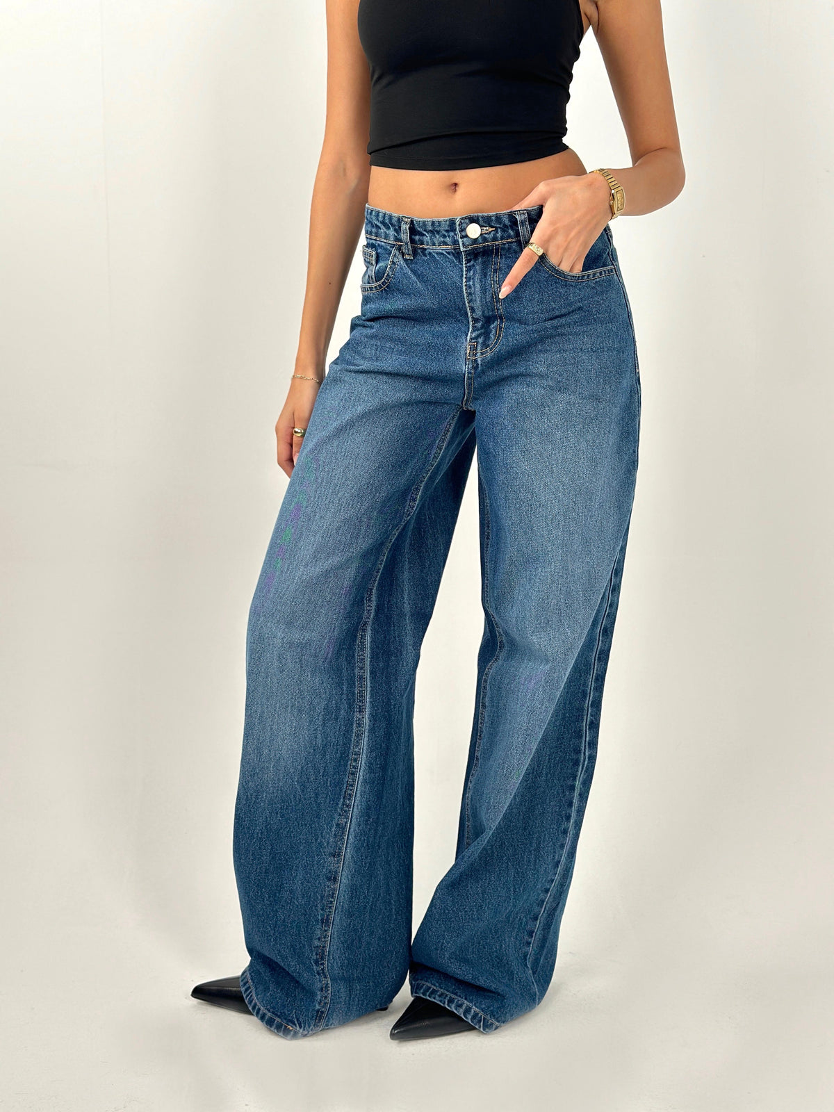 Wide-Long Denim - Medium Blue