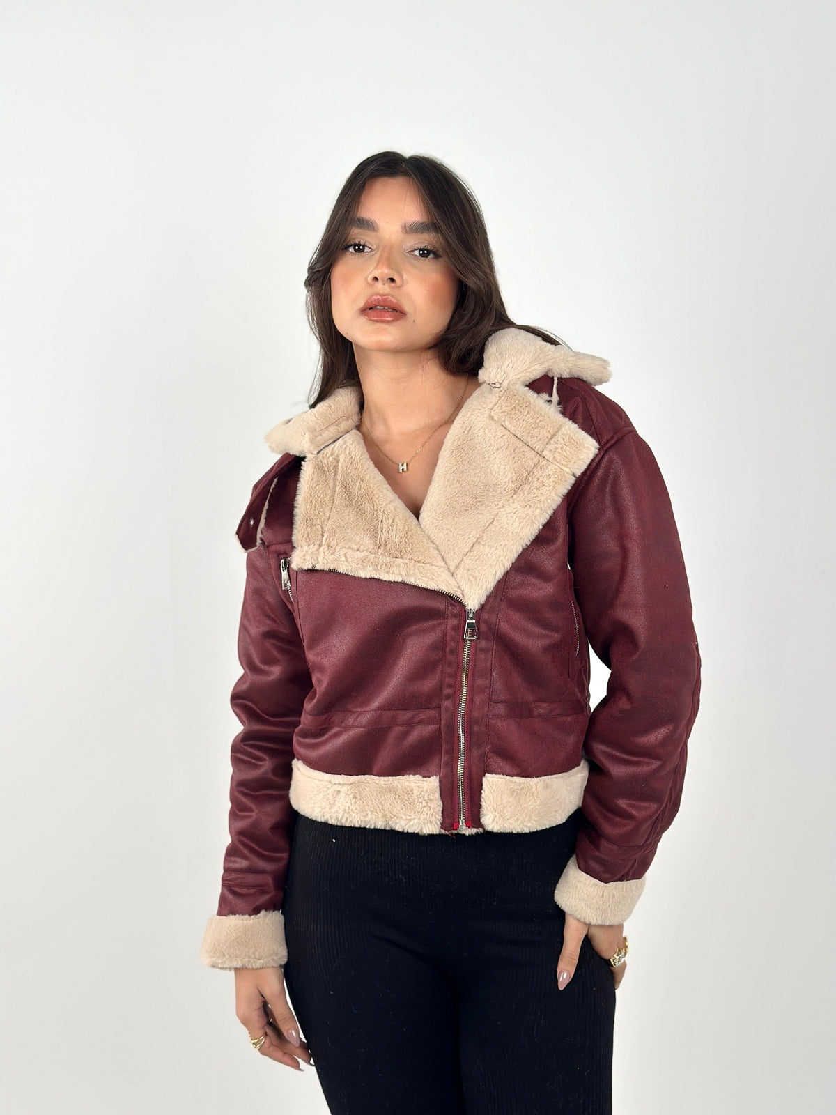 Velvet X Fur Jacket - Burgundy