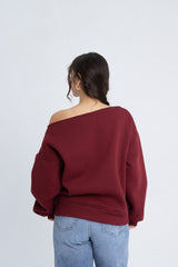 Oversized Offshoulder Top - Burgundy