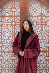 Sparkling Hooded Kaftan - Burgundy