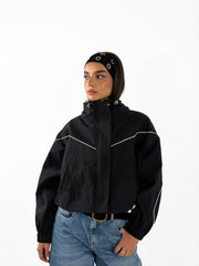 Striped Nylon Jacket - Black