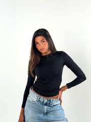 Long Sleeves Basic Top - Black