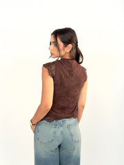 Japanese Lace Vest - Brown