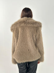 Cropped Fur Coat - Olive