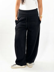 Reversed Waist Sweats - Black