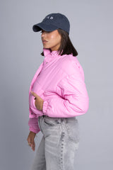 Statement Cropped Puffer Jacket - Pink