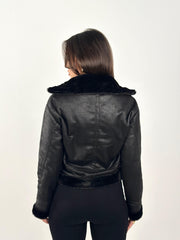 Velvet X Fur Jacket - Black