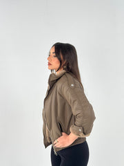 Leather X Fur Double Zipper Jacket - Brown