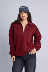 Zip-Up Sweater - Burgundy