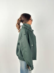 Leather Pockets Jacket - Olive
