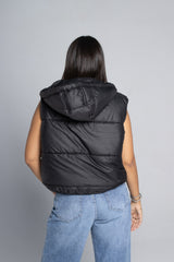 Hooded Cropped Vest - Black